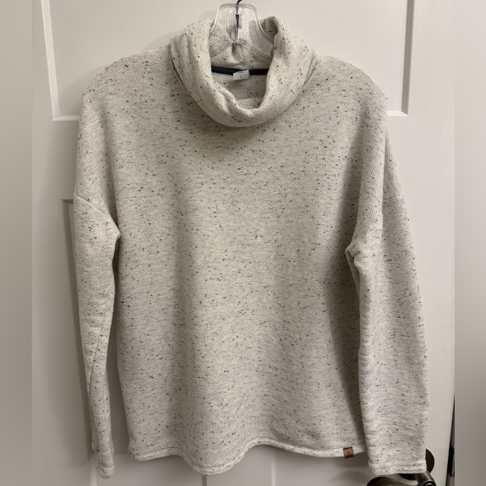 Alpine Design Heather White Gray Turtleneck | Size: Large, Zippered Pocket